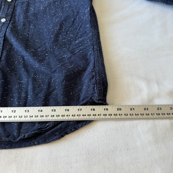 J. Crew Factory Men's M Slim Marled Cotton Button Down Shirt Navy Preppy Office - Picture 13 of 14